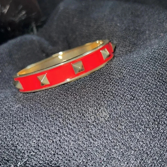 Vintage Luxe Fashion Red Gold Enamel Punky Click Bangle Bracelet - Picture 4 of 12